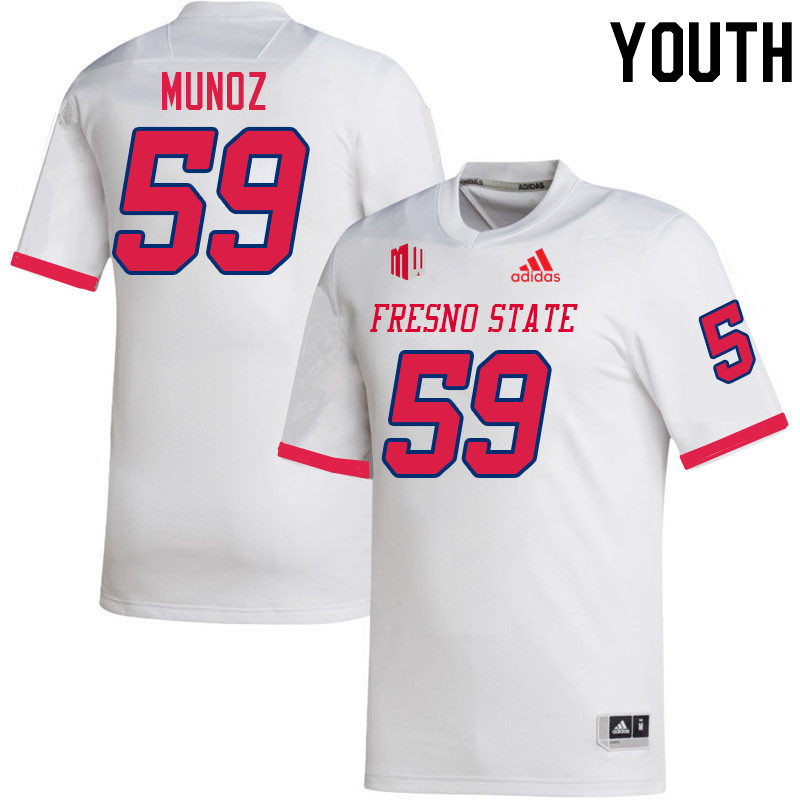 Youth #59 Michael Munoz Fresno State Bulldogs College Football Jerseys Stitched-White